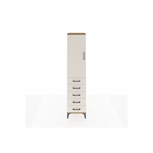 Hyperion Dolap 3 Raflı 5 Çekmeceli Tek Kapaklı 44x44x195 Çam-aytaşı