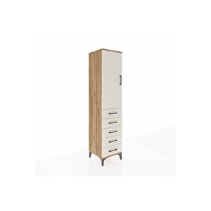 Hyperion Dolap 3 Raflı 5 Çekmeceli Tek Kapaklı 44x44x195 Çam-aytaşı