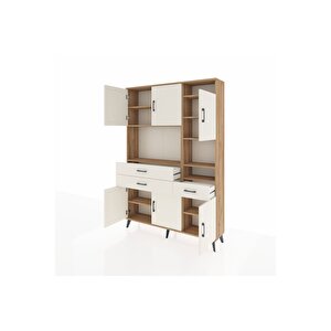 Arges Gardrop 10 Raflı 3 Çekmeceli 6 Kapaklı 132x30x195 Çam-aytaşı