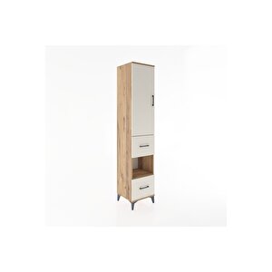 Hyperion Dolap 4 Raflı 2 Çekmeceli Tek Kapaklı 44x44x221 Çam-aytaşı
