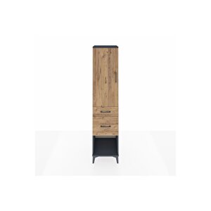 Hyperion Dolap 3 Raflı 2 Çekmeceli Tek Kapaklı 44x44x195 Antrasit-çam