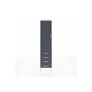 Hyperion Dolap Tek Raflı 4 Çekmeceli Tek Askılı 44x44x195 Aytaşı-antrasit
