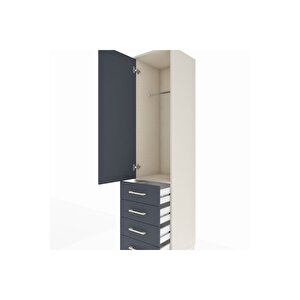 Hyperion Dolap Tek Raflı 4 Çekmeceli Tek Askılı 44x44x195 Aytaşı-antrasit