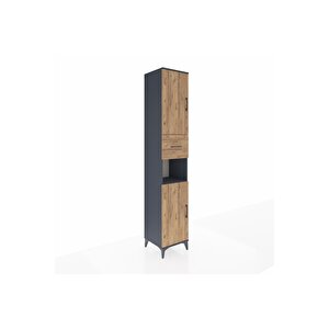 Hyperion Dolap 5 Raflı Tek Çekmeceli 2 Kapaklı 44x44x243 Antrasit-çam