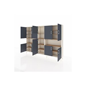 Arges Dolap 14 Raflı 10 Kapaklı 220x30x163 Aytaşı-antrasit/çam