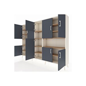 Arges Dolap 14 Raflı 10 Kapaklı 220x30x163 Aytaşı-antrasit/çam