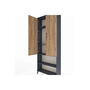 Arges Dolap 4 Raflı 2 Kapaklı 88x30x221 Antrasit-çam
