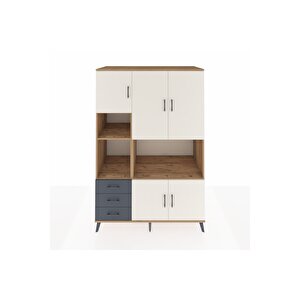 Kronos Dolap 9 Raflı 3 Çekmeceli 5 Kapaklı 132x59x195 Çam-aytaşı/antrasit