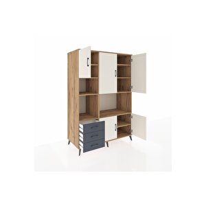 Kronos Dolap 9 Raflı 3 Çekmeceli 5 Kapaklı 132x59x195 Çam-aytaşı/antrasit