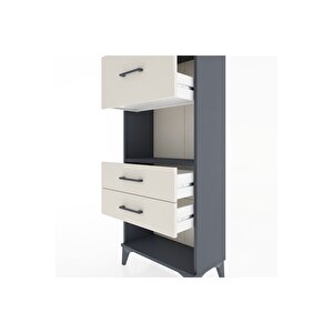 Hyperion Dolap Tek Raflı 3 Çekmeceli 60x44x134 Antrasit-aytaşı