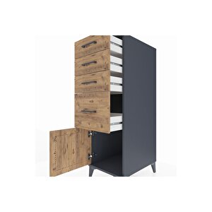 Kronos Dolap 4 Çekmeceli Tek Kapaklı 44x59x134 Antrasit-çam