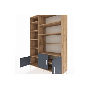 Hyperion Dolap 10 Raflı 3 Kapaklı 132x44x195 Çam-antrasit/çam