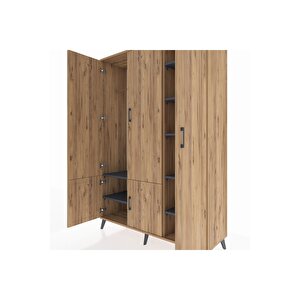 Hyperion Dolap 7 Raflı 5 Kapaklı Tek Askılı 132x44x195 Çam-çam/antrasit