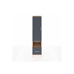 Hyperion Dolap 5 Raflı Tek Çekmeceli Tek Kapaklı 44x44x195 Çam-antrasit