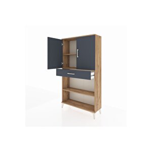 Arges Dolap 3 Raflı Tek Çekmeceli 2 Kapaklı 88x30x163 Çam-antrasit