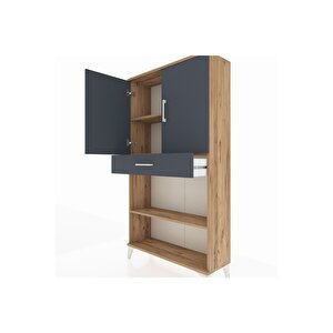 Arges Dolap 3 Raflı Tek Çekmeceli 2 Kapaklı 88x30x163 Çam-antrasit