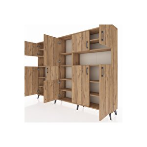 Arges Dolap 14 Raflı 10 Kapaklı 220x30x163 Çam-çam