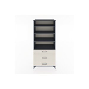 Hyperion Dolap 4 Raflı 3 Çekmeceli 88x44x195 Antrasit-aytaşı