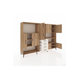 Hyperion Dolap 9 Raflı 4 Çekmeceli 8 Kapaklı 220x44x163 Çam-çam/aytaşı
