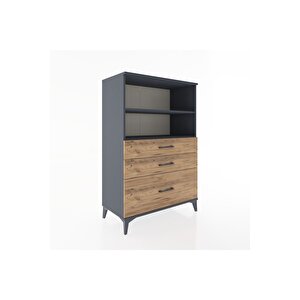 Hyperion Dolap 2 Raflı 3 Çekmeceli 88x44x134 Antrasit-çam