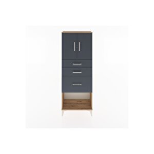 Arges Dolap 2 Raflı 3 Çekmeceli 2 Kapaklı 60x30x163 Çam-antrasit