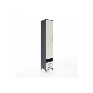 Hyperion Dolap 6 Raflı 2 Çekmeceli Tek Kapaklı 44x44x243 Antrasit-aytaşı
