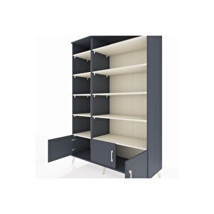 Hyperion Dolap 10 Raflı 3 Kapaklı 132x44x195 Antrasit-antrasit/aytaşı