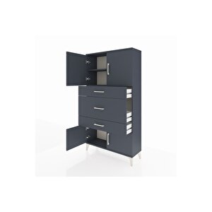 Arges Dolap 2 Raflı 3 Çekmeceli 4 Kapaklı 88x30x163 Antrasit-antrasit
