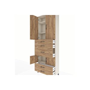 Arges Dolap 4 Raflı 5 Çekmeceli 4 Kapaklı 88x30x243 Aytaşı-çam