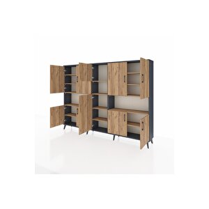 Arges Dolap 14 Raflı 10 Kapaklı 220x30x163 Antrasit-çam