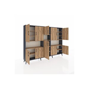 Arges Dolap 14 Raflı 10 Kapaklı 220x30x163 Antrasit-çam