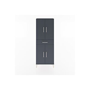 Arges Dolap 3 Raflı Tek Çekmeceli 4 Kapaklı 60x30x163 Antrasit-antrasit