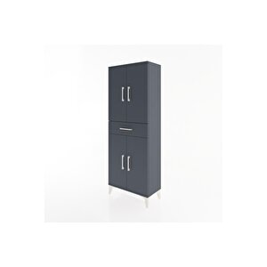 Arges Dolap 3 Raflı Tek Çekmeceli 4 Kapaklı 60x30x163 Antrasit-antrasit