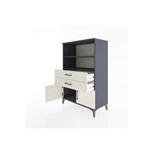 Hyperion Dolap 2 Raflı 2 Çekmeceli 2 Kapaklı 88x44x134 Antrasit-aytaşı