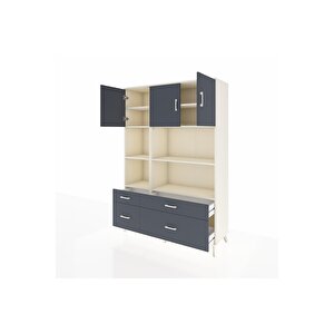 Hyperion Gardrop 8 Raflı 4 Çekmeceli 3 Kapaklı 132x44x195 Aytaşı-antrasit