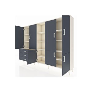 Arges Dolap 11 Raflı 3 Çekmeceli 7 Kapaklı 220x30x163 Aytaşı-antrasit