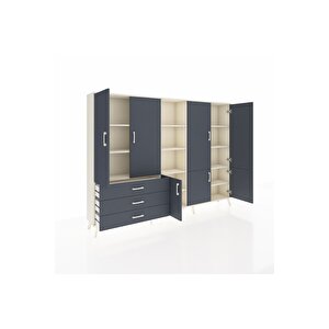 Arges Dolap 11 Raflı 3 Çekmeceli 7 Kapaklı 220x30x163 Aytaşı-antrasit