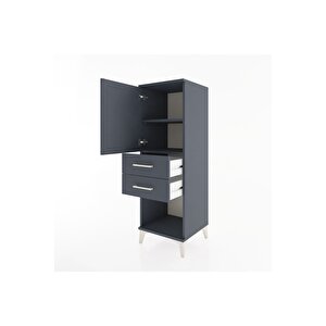 Hyperion Dolap 2 Raflı 2 Çekmeceli Tek Kapaklı 44x44x134 Antrasit-antrasit