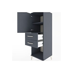 Hyperion Dolap 2 Raflı 2 Çekmeceli Tek Kapaklı 44x44x134 Antrasit-antrasit