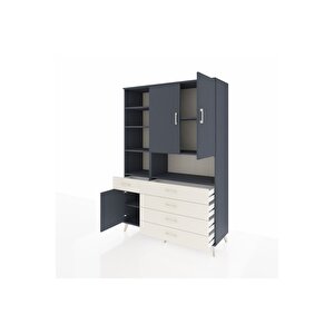 Hyperion Dolap 8 Raflı 5 Çekmeceli 3 Kapaklı 132x44x195 Antrasit-antrasit/aytaşı