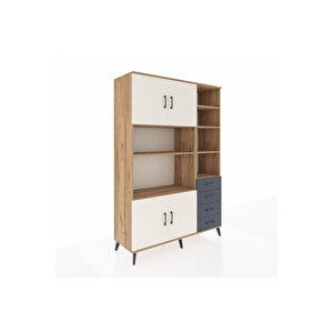 Hyperion Dolap 9 Raflı 4 Çekmeceli 4 Kapaklı 132x44x195 Çam-aytaşı/antrasit