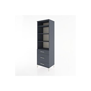 Hyperion Dolap 4 Raflı 3 Çekmeceli 60x44x195 Antrasit-antrasit