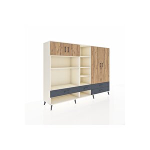 Hyperion Dolap 12 Raflı 4 Çekmeceli 4 Kapaklı 220x44x163 Aytaşı-çam/antrasit