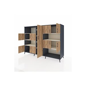 Kronos Dolap 10 Raflı 9 Kapaklı 220x59x163 Antrasit-çam/aytaşı