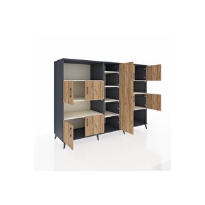 Kronos Dolap 10 Raflı 9 Kapaklı 220x59x163 Antrasit-çam/aytaşı