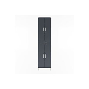 Arges Dolap 5 Raflı Tek Çekmeceli 4 Kapaklı 60x30x243 Antrasit-antrasit