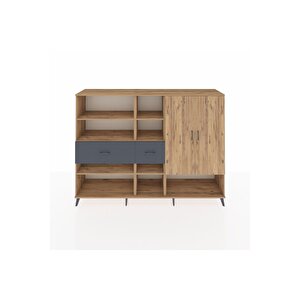 Hyperion Dolap 10 Raflı 2 Çekmeceli 2 Kapaklı 220x44x163 Çam-çam/antrasit