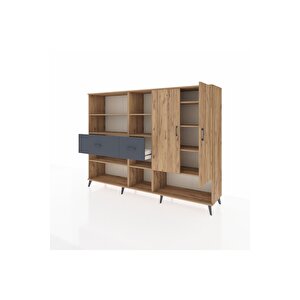 Hyperion Dolap 10 Raflı 2 Çekmeceli 2 Kapaklı 220x44x163 Çam-çam/antrasit