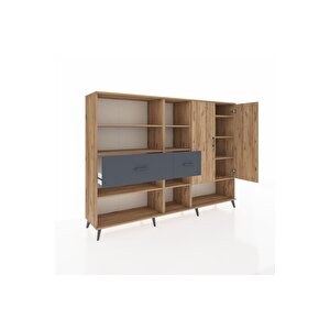 Hyperion Dolap 10 Raflı 2 Çekmeceli 2 Kapaklı 220x44x163 Çam-çam/antrasit