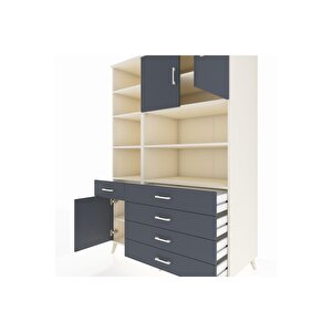 Kronos Dolap 9 Raflı 5 Çekmeceli 3 Kapaklı 132x59x195 Aytaşı-antrasit/antrasit